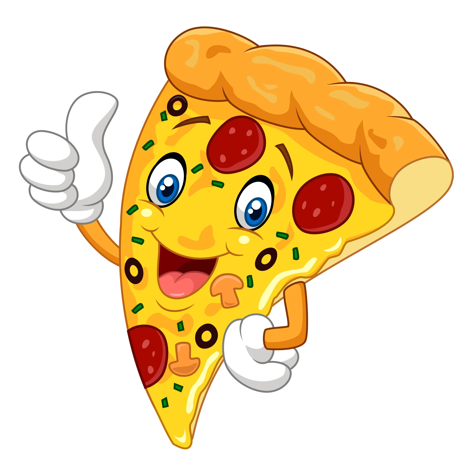 Cheerful Pepperoni Pizza Slice Clipart: A Cartoon Character with Personality