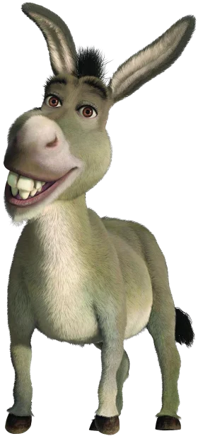 Hilarious Animated Donkey Clipart with Exaggerated Grin and Expressive Features