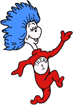 Zany Blue-Haired Thing 1 Character from Classic Children's Clipart Collection