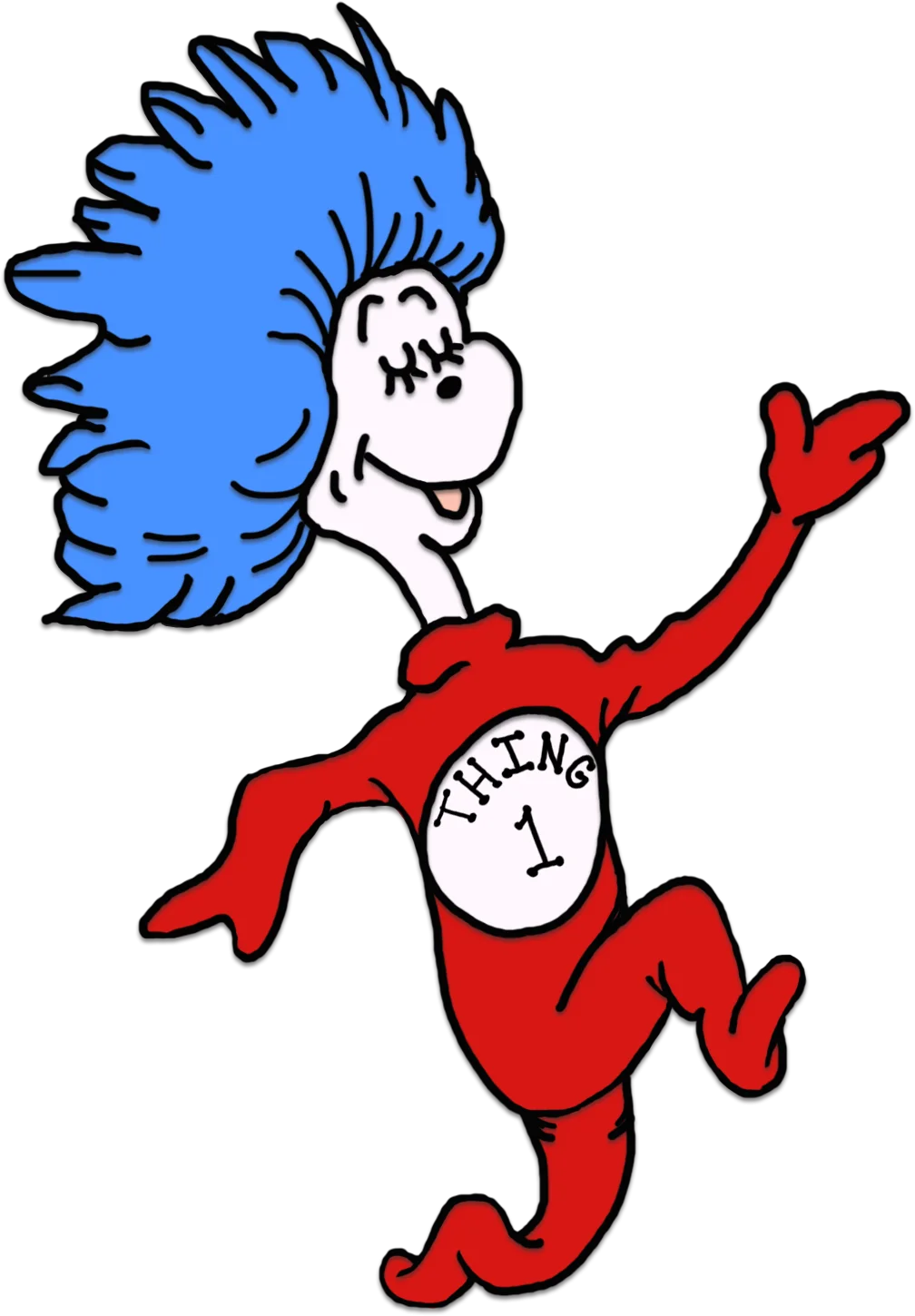 Zany Blue-Haired Thing 1 Character from Classic Children's Clipart Collection