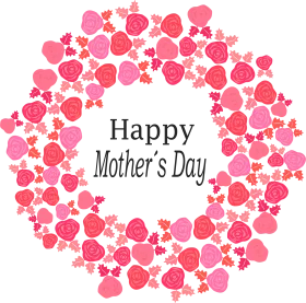 Delicate Pink Roses and Hearts Mother's Day Celebration Clipart Design