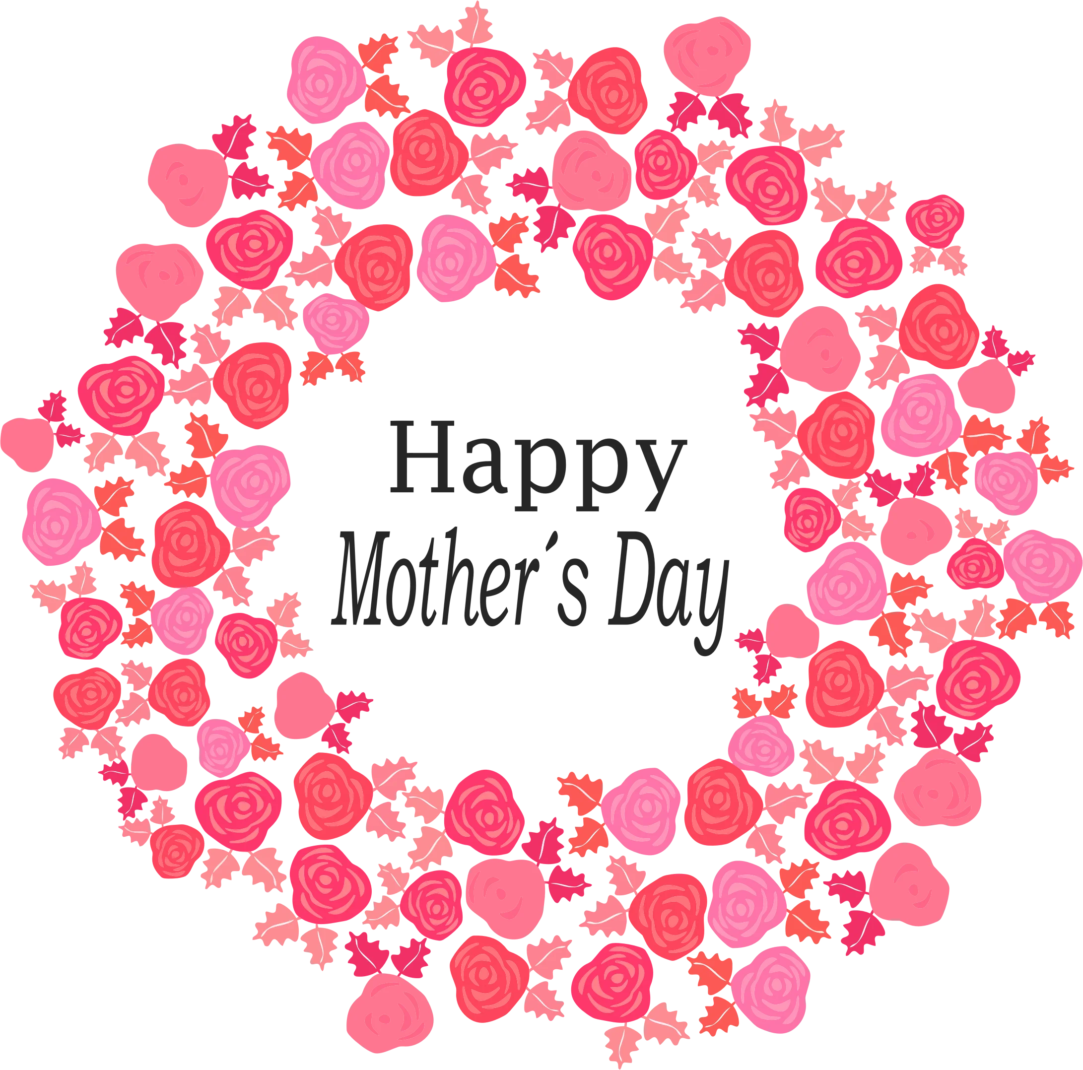 Delicate Pink Roses and Hearts Mother's Day Celebration Clipart Design