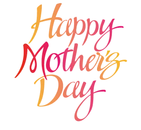 Elegant Handwritten Happy Mother's Day Clipart with Warm Color Gradient