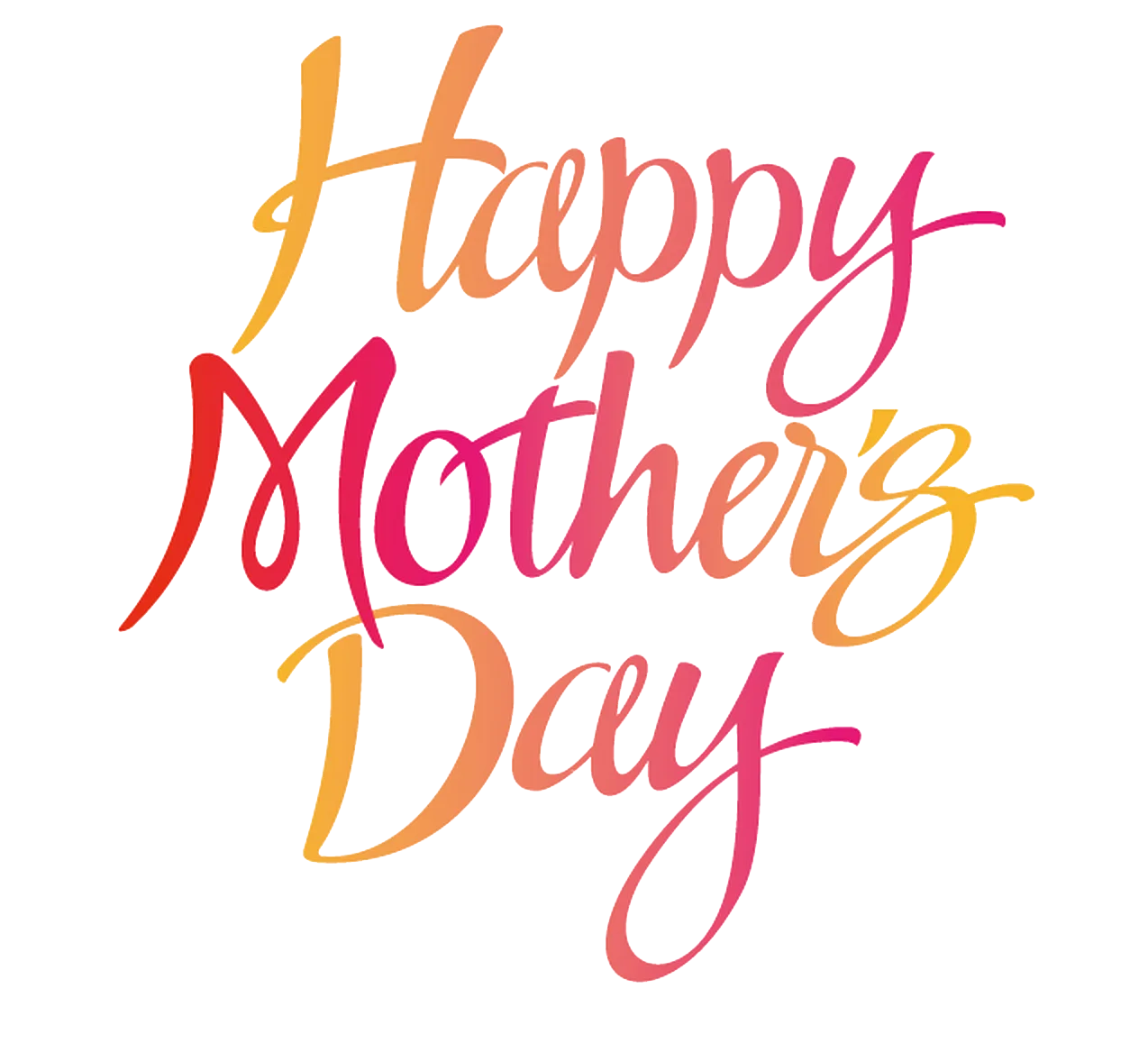 Elegant Handwritten Happy Mother's Day Clipart with Warm Color Gradient