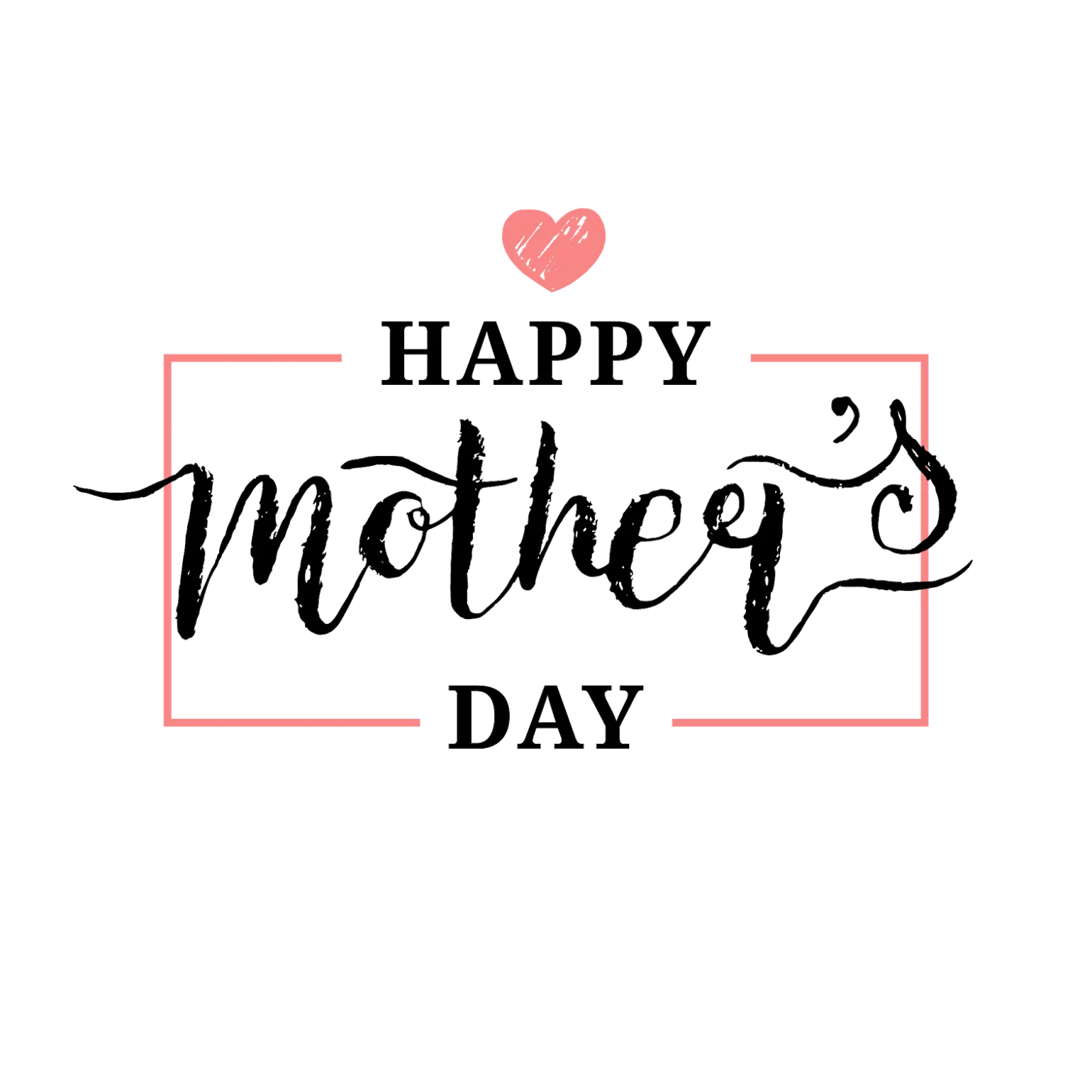 Elegant Handwritten Mother's Day Clipart with Soft Pink Heart Design