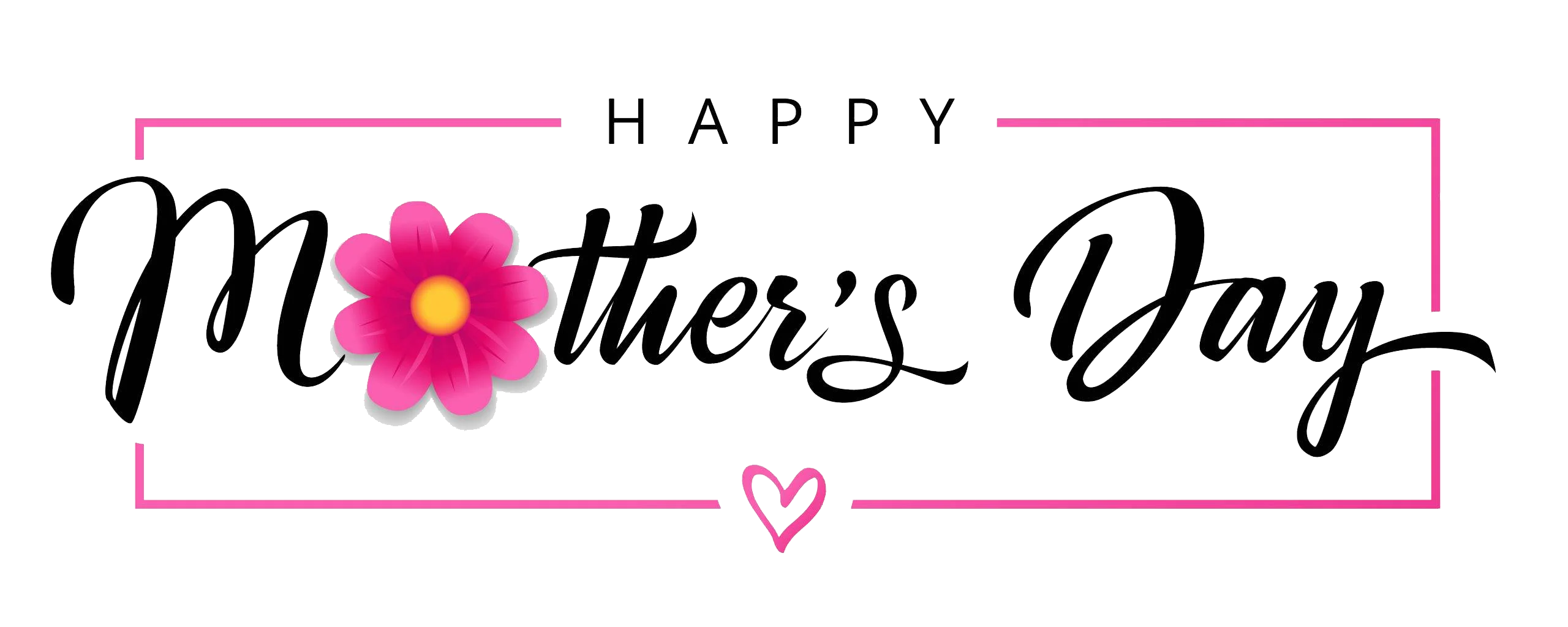 Elegant Pink Floral Happy Mother's Day Clipart Design with Stylish Typography