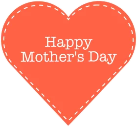 Heartfelt Mother's Day Clipart: Stitched Love in Radiant Coral Hues