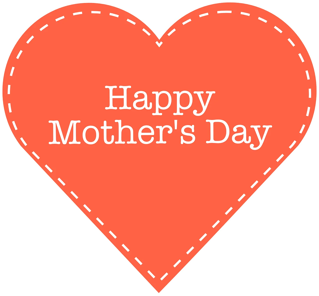 Heartfelt Mother's Day Clipart: Stitched Love in Radiant Coral Hues