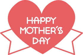 Heartwarming Mother's Day Clipart Design with Red Heart and Star Embellishments