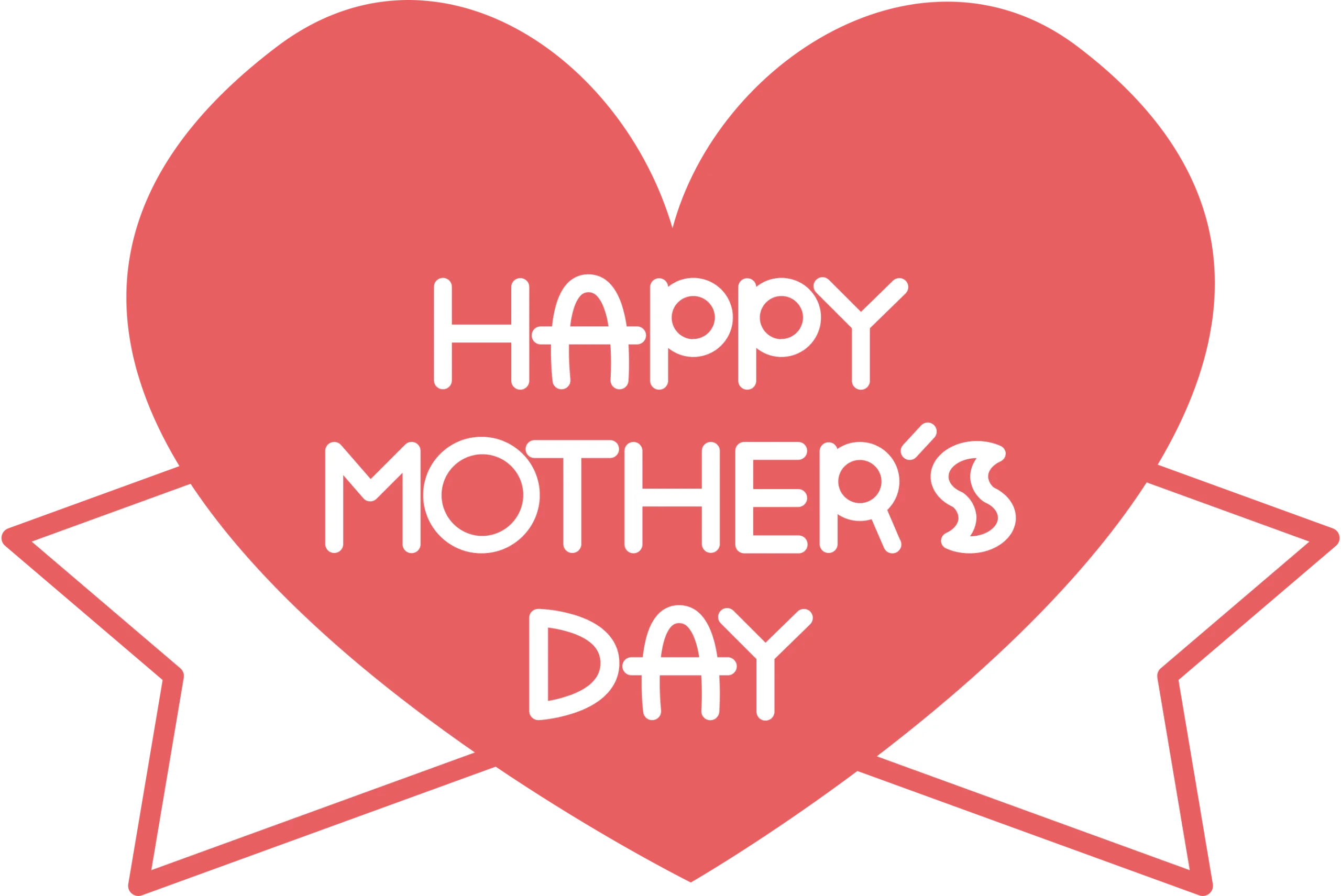 Heartwarming Mother's Day Clipart Design with Red Heart and Star Embellishments