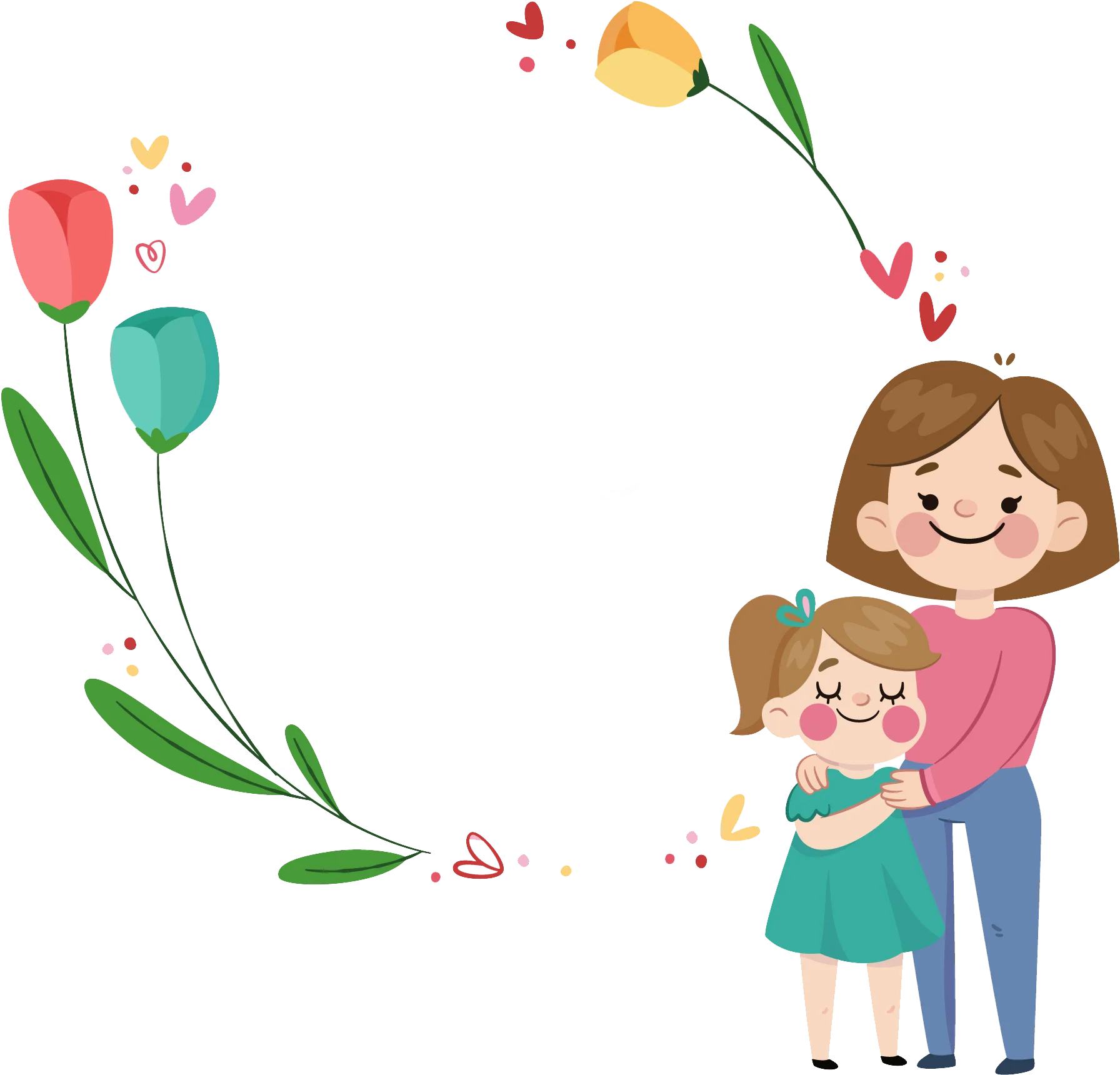Heartwarming Mother's Day Clipart Illustration of Maternal Love and Affection