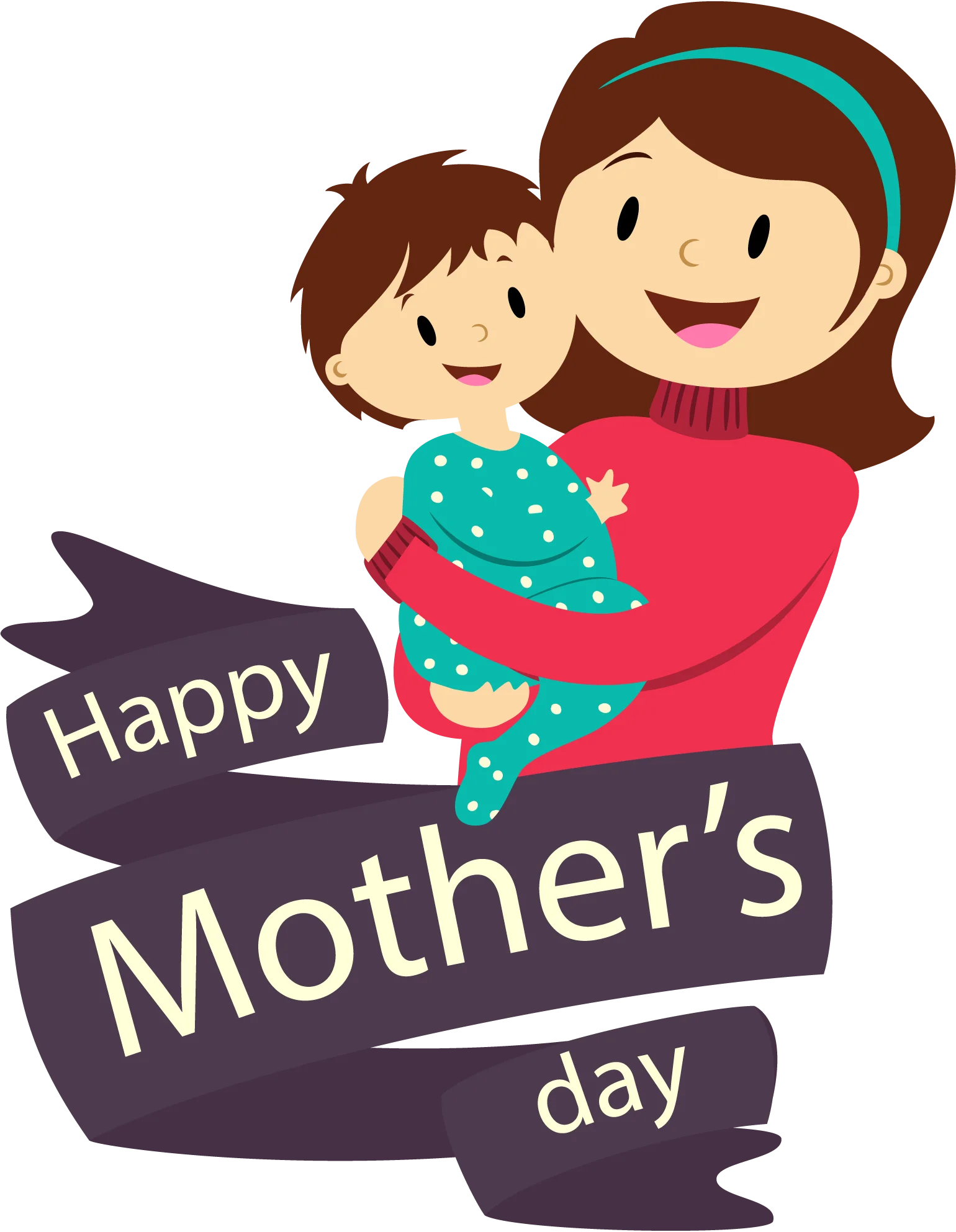 Heartwarming Mother's Day Clipart Illustration of Parent and Child Embracing