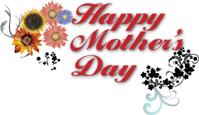 Heartwarming Mother's Day Clipart with Sunflowers and Stylized Text Design