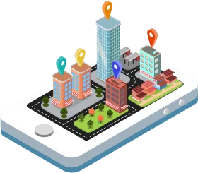 Isometric Urban Landscape Clipart: Digital City Map on Smartphone Platform