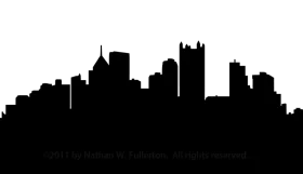 Minimalist Urban Skyline Silhouette Clipart: Architectural Cityscape Outline