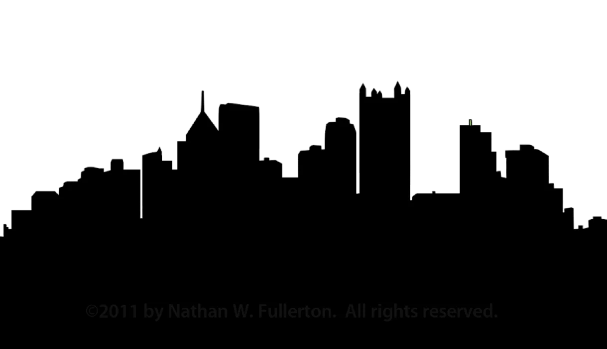 Minimalist Urban Skyline Silhouette Clipart: Architectural Cityscape Outline