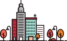 Modern Urban Landscape Simplified City Skyline Clipart Illustration