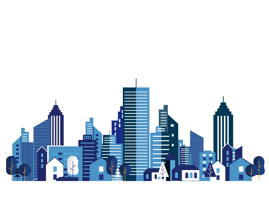Modern Urban Skyline Architectural Silhouette Cityscape Clipart Design