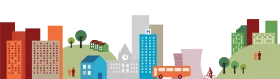 Urban Landscape Geometric City Skyline Clipart Illustration with Diverse Buildings