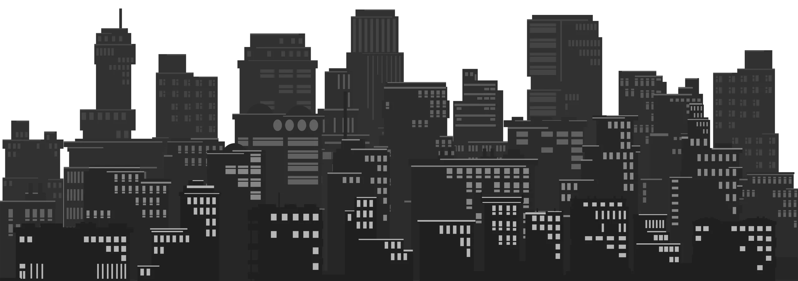 Urban Skyline Silhouette Clipart: A Monochromatic Metropolis Landscape Design