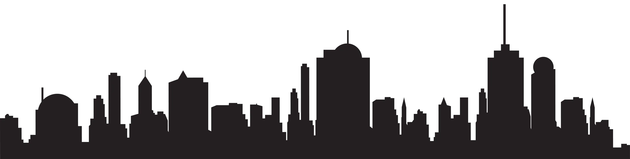 Urban Skyline Silhouette Clipart: Architectural Cityscape Landscape Design