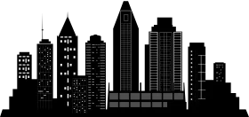 Urban Skyline Silhouette Clipart: Modern Architectural Landscape Design