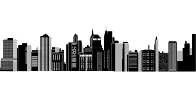 Urban Skyline Silhouette Clipart - Modern City Architecture Design Collection