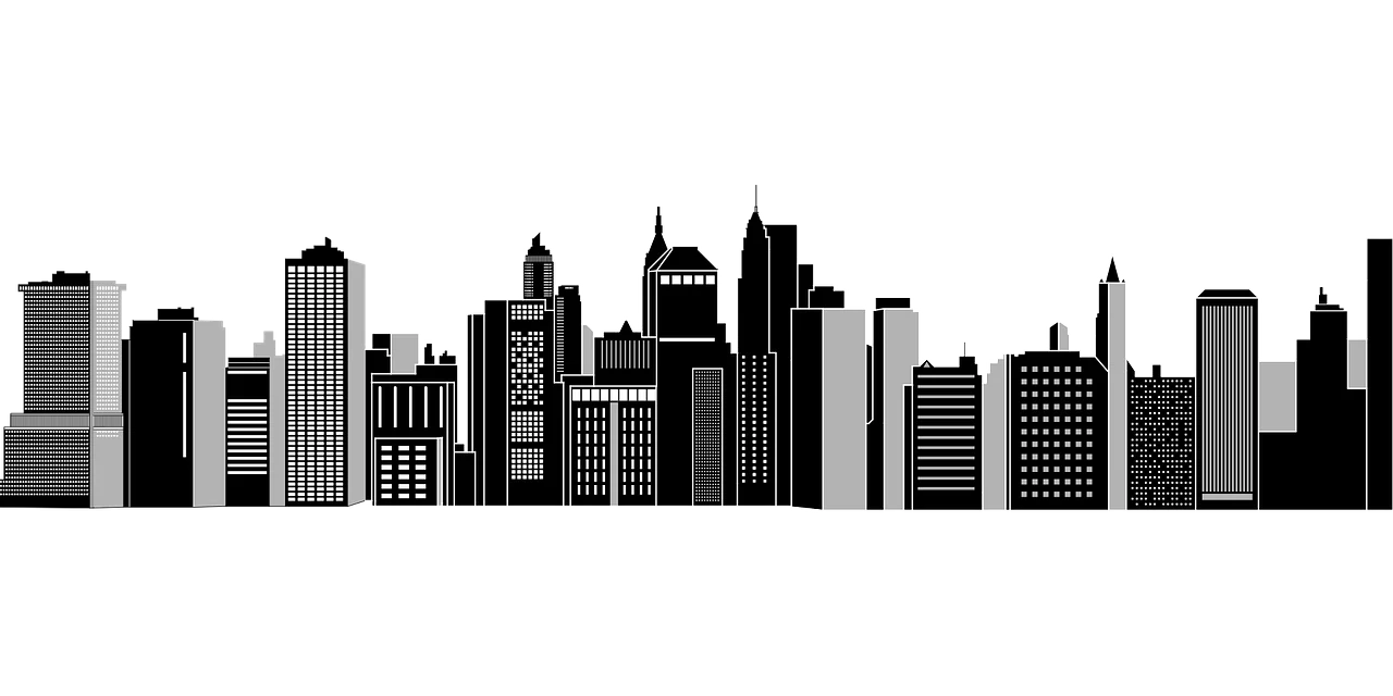 Urban Skyline Silhouette Clipart - Modern City Architecture Design Collection