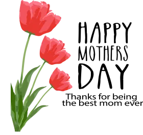 Watercolor Red Tulips Mother's Day Greeting Clipart Design