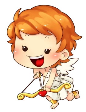 Adorable Cupid Clipart: Whimsical Love Messenger with Golden Bow and Arrow