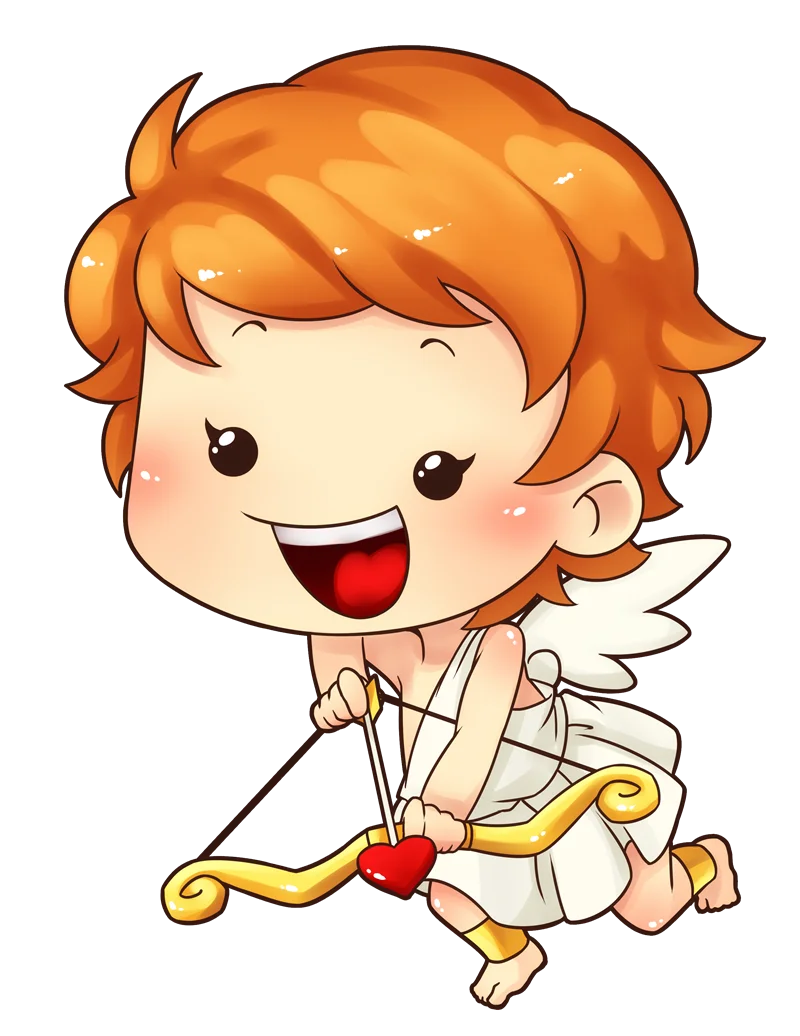 Adorable Cupid Clipart: Whimsical Love Messenger with Golden Bow and Arrow
