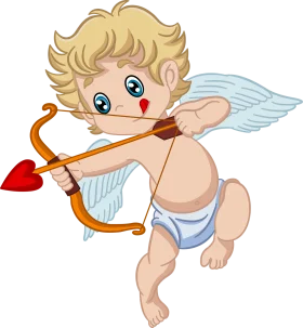 Adorable Cupid Clipart with Winged Angel Aiming Heartfelt Arrow of Love
