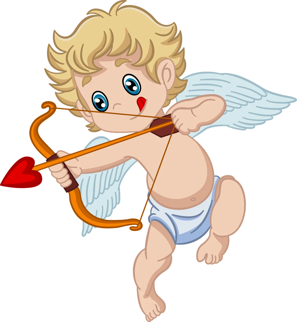 Adorable Cupid Clipart with Winged Angel Aiming Heartfelt Arrow of Love