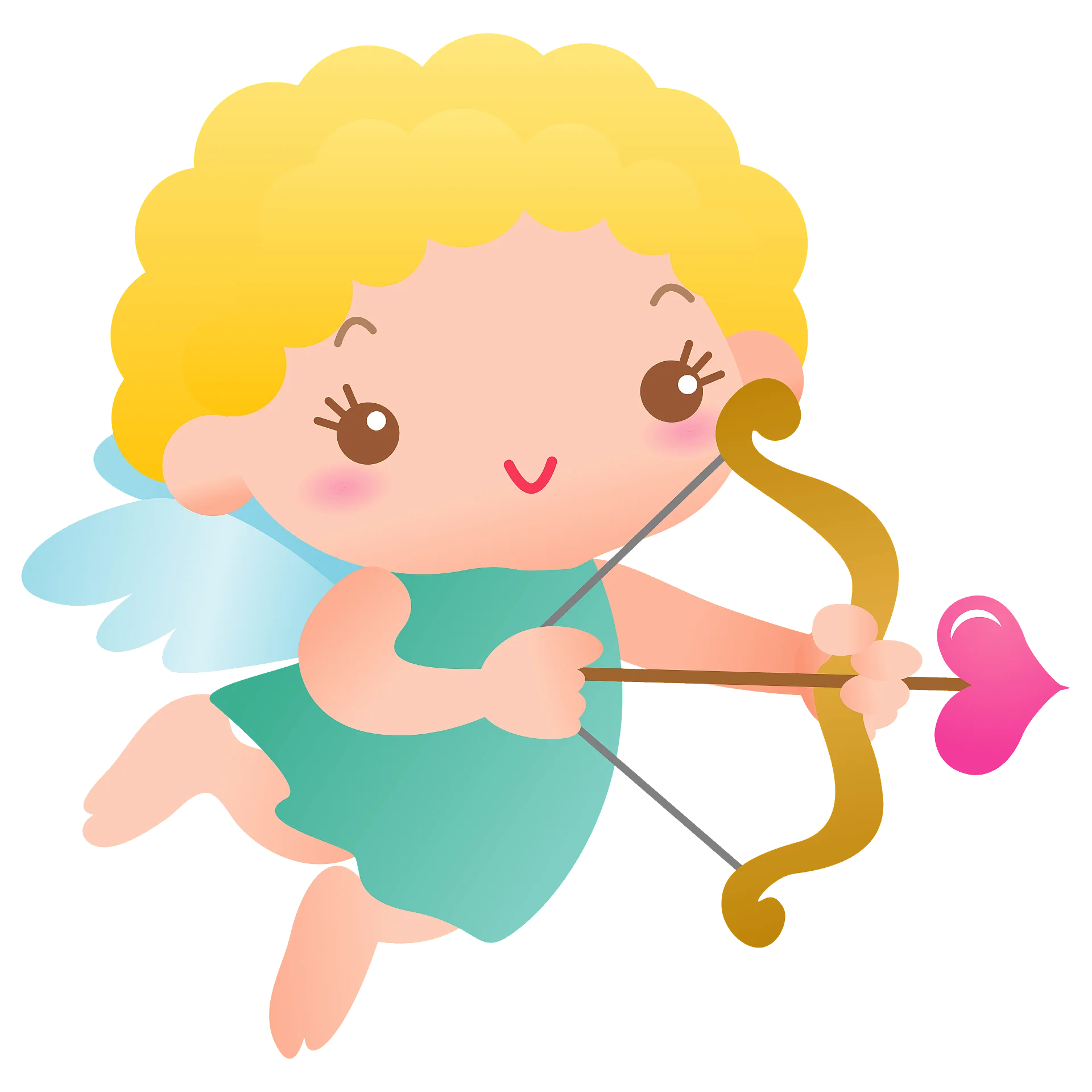 Adorable Whimsical Cupid Clipart with Heart Arrow and Playful Design