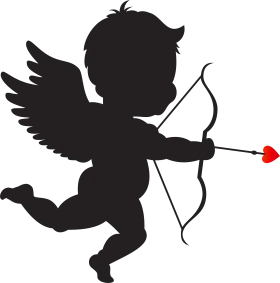 Classic Black Silhouette of Cupid Clipart: Mythical Love Archer in Minimalist Style