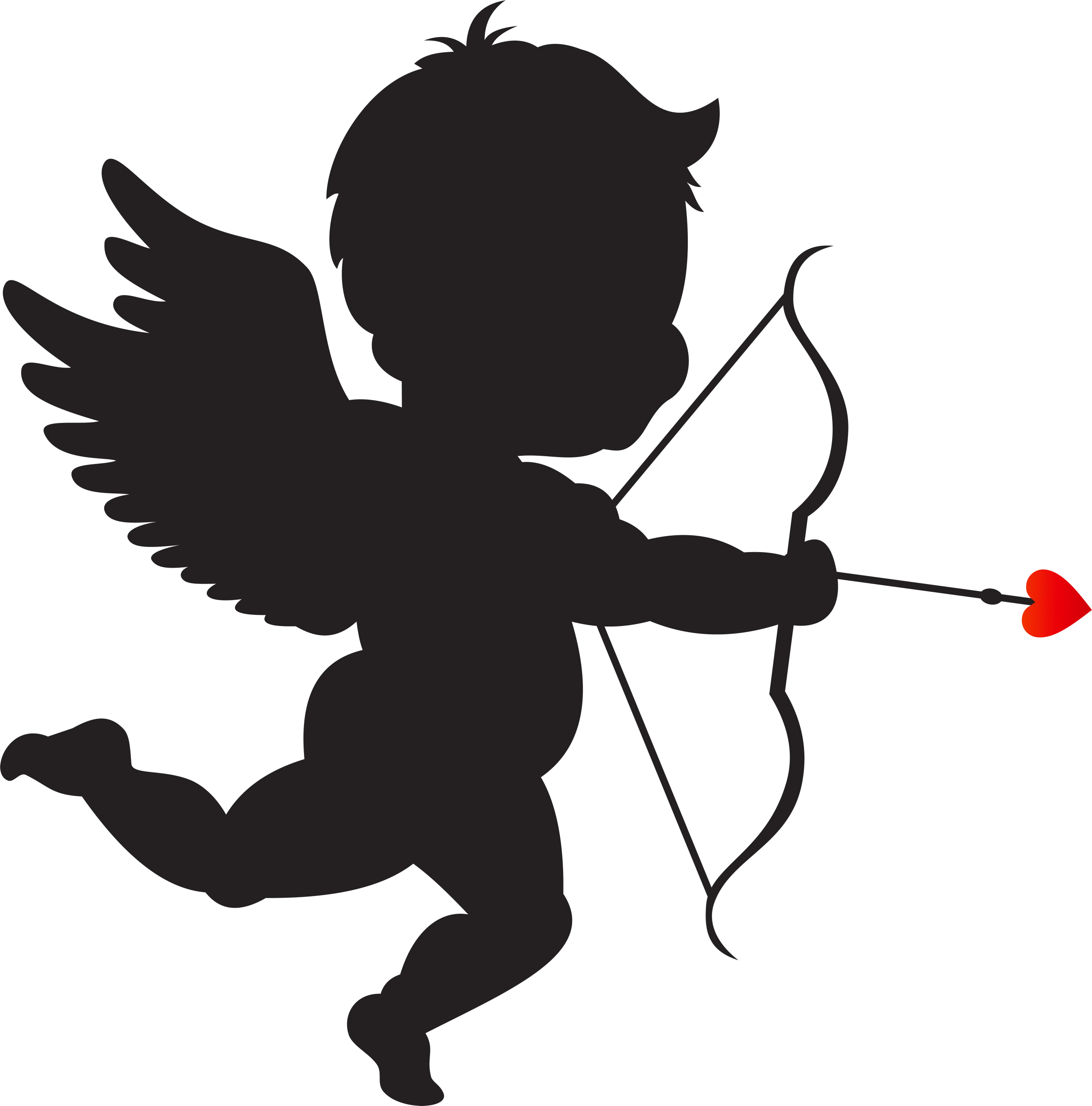 Classic Black Silhouette of Cupid Clipart: Mythical Love Archer in Minimalist Style
