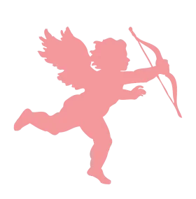 Delicate Pink Cupid Silhouette Clipart - Romantic Valentine's Day Illustration