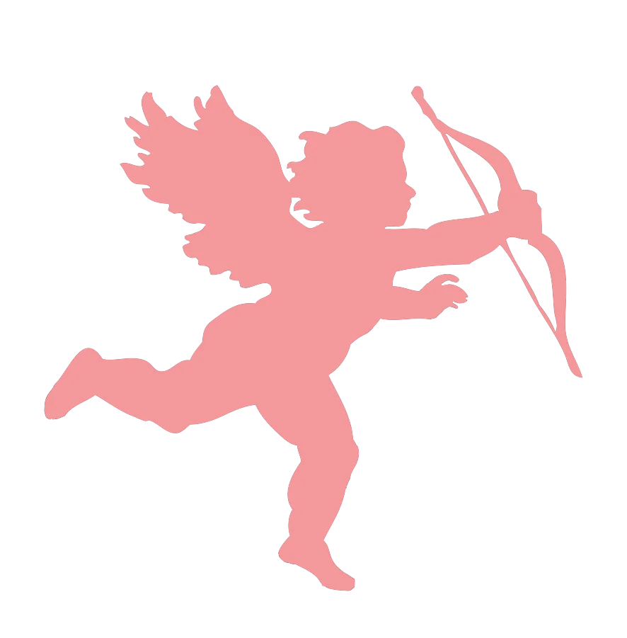 Delicate Pink Cupid Silhouette Clipart - Romantic Valentine's Day Illustration