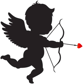 Enchanting Black Silhouette of Cupid Clipart - Romantic Valentine's Symbol