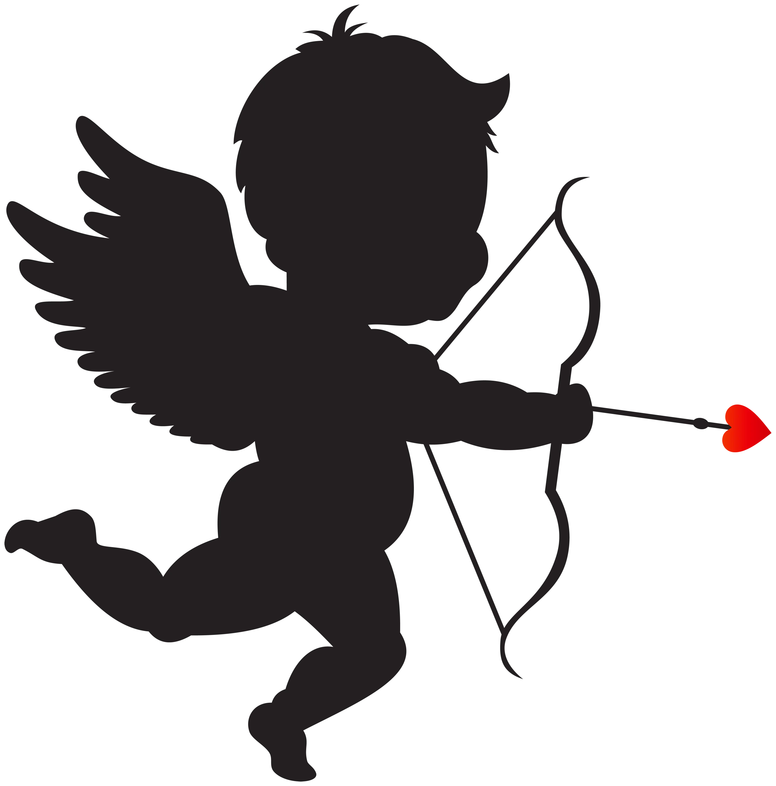 Enchanting Black Silhouette of Cupid Clipart - Romantic Valentine's Symbol