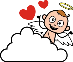 Adorable Cherub Angel Cupid Clipart Floating on Soft Fluffy Cloud