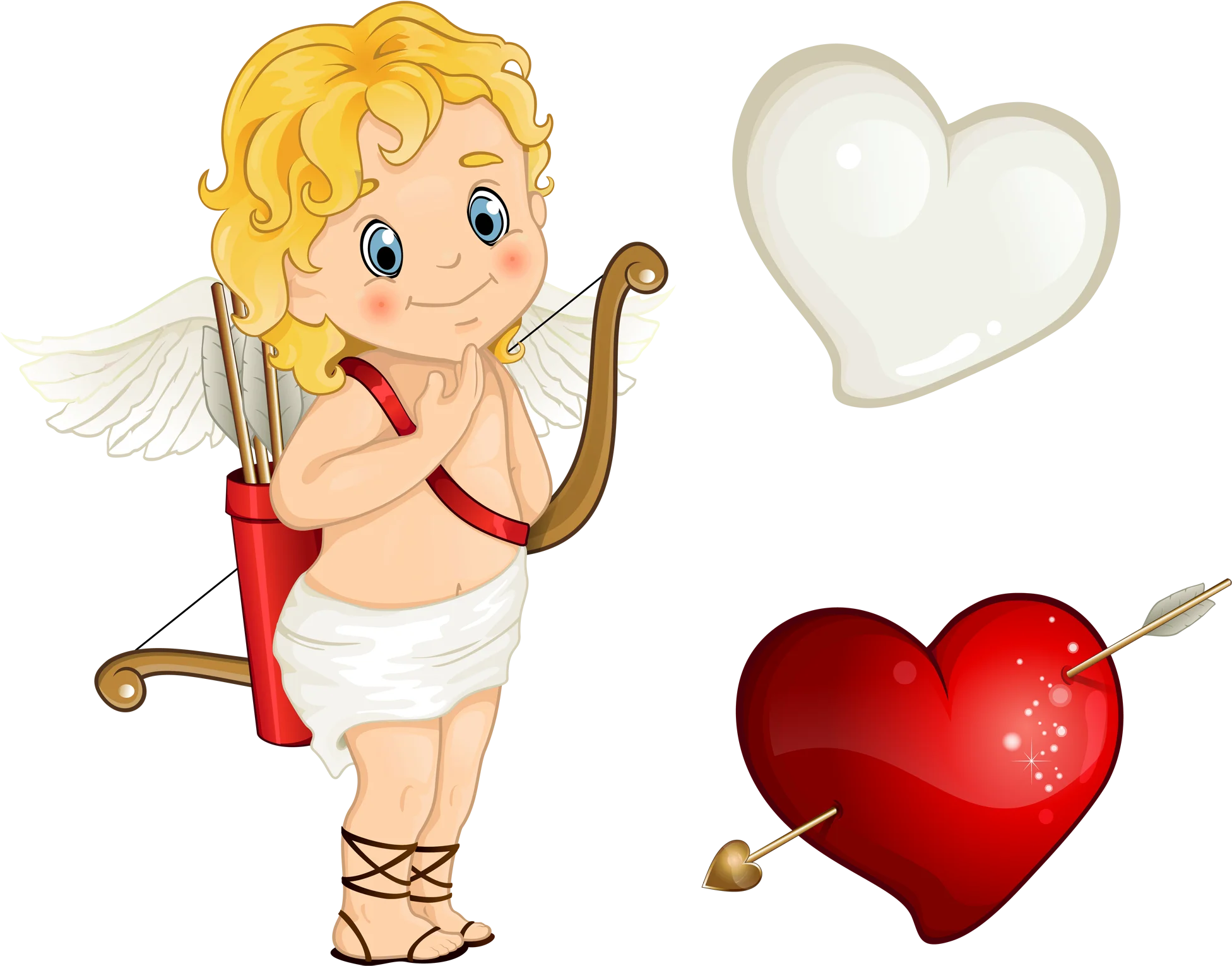 Adorable Cupid Clipart with Bow, Arrow, and Romantic Hearts - Valentine's Design
