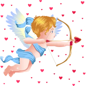 Whimsical Cupid Aiming Magical Love Arrow Romantic Clipart Illustration