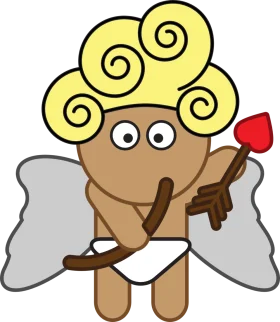 Whimsical Cupid Cartoon Clipart with Curly Blonde Hair and Heart Arrow