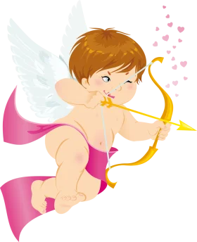 Whimsical Cupid Clipart - Adorable Love Messenger with Bow and Arrow