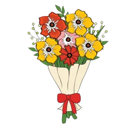 Cheerful Floral Arrangement Clipart with Radiant Red and Yellow Blossoms