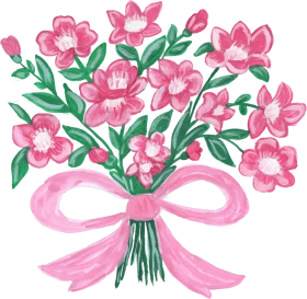 Delicate Pink Floral Bouquet Clipart with Elegant Ribbon Tied Arrangement