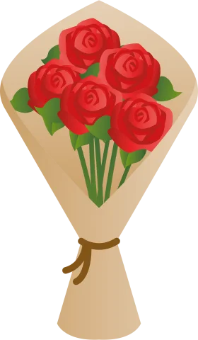Elegant Red Roses Wrapped in Soft Kraft Paper Bouquet Clipart Design