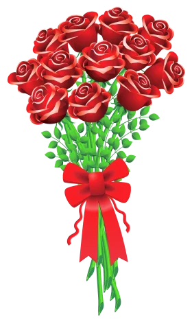 Elegant Scarlet Roses Bouquet Clipart with Romantic Red Ribbon Accent