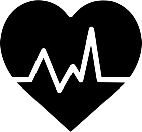 Heart Pulse Lifeline Silhouette: Symbolic Health and Cardiac Wellness Clipart Icon